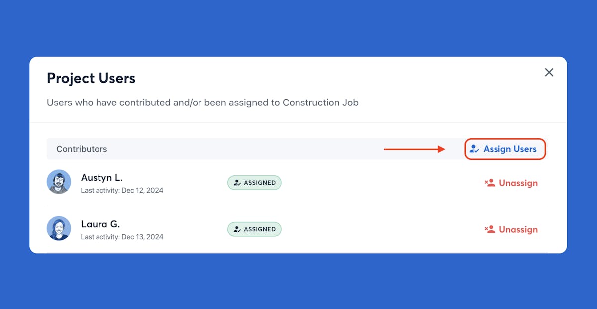 assign user to project in companycam