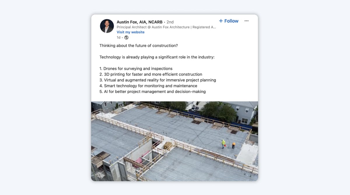 construction technology post on linkedin