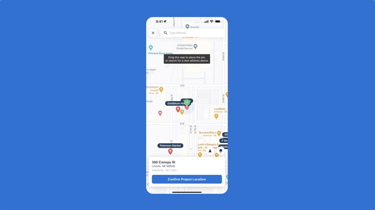 create a project with gps location