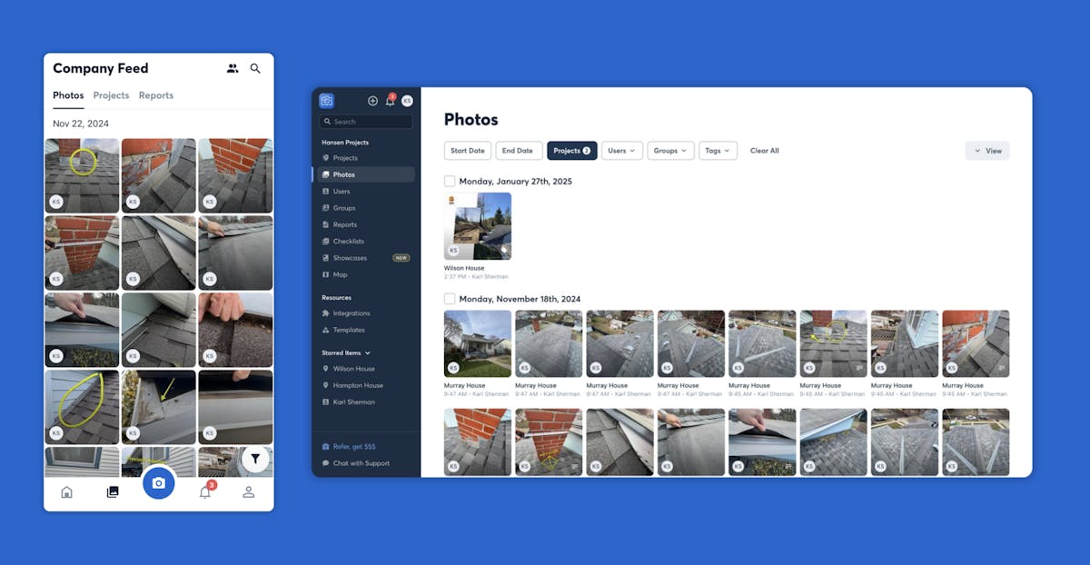 photos feed on companycam mobile and desktop