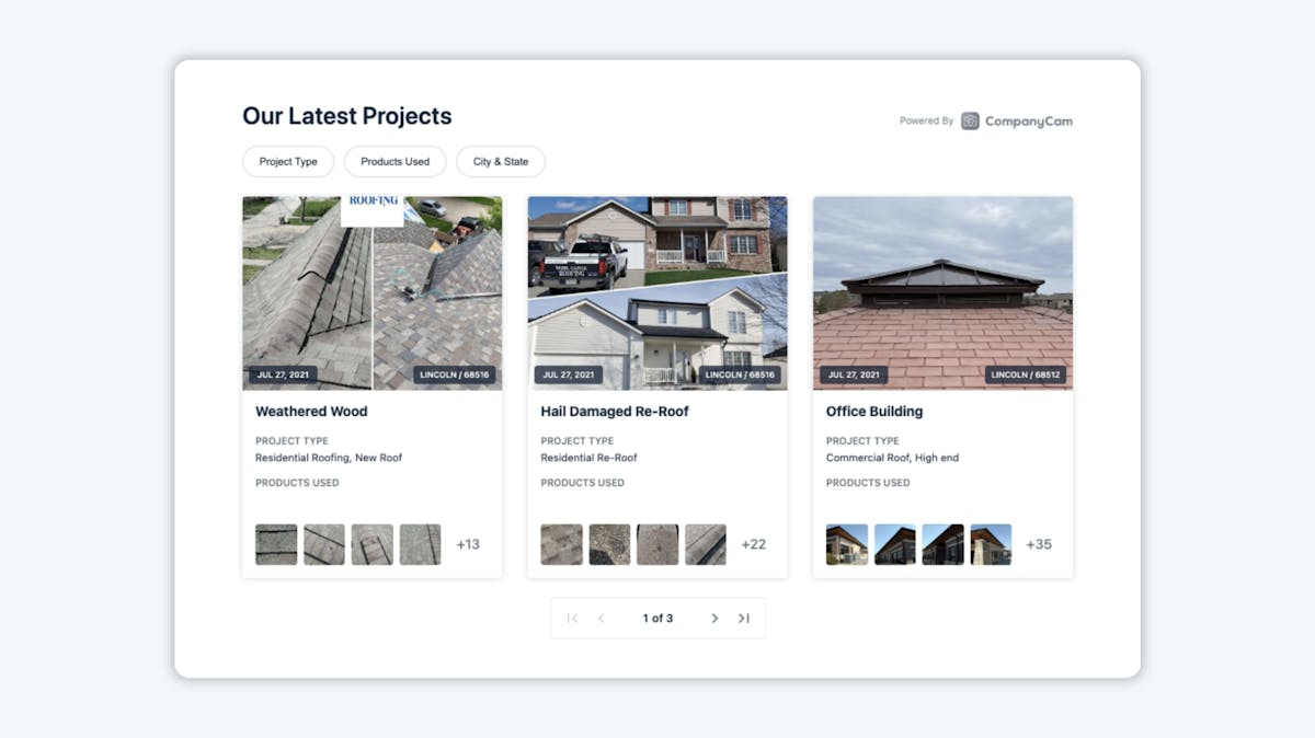roofing project showcase