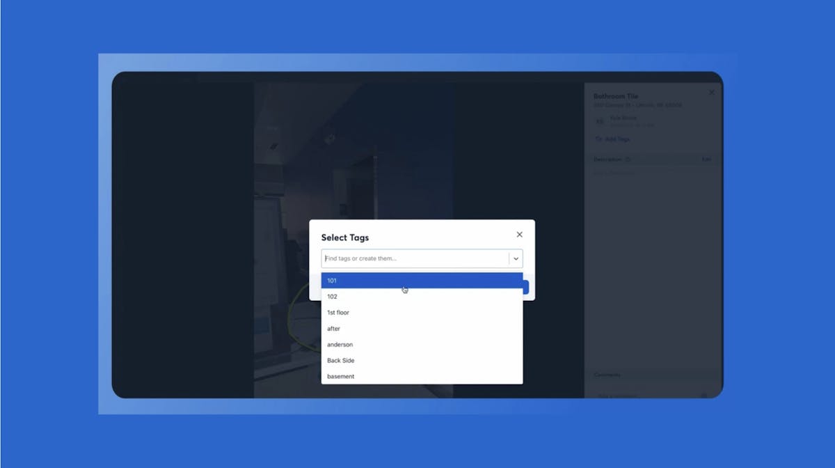 Screenshot of a tag selection dropdown menu with multiple tag options.