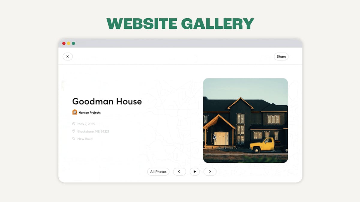 Gallery view of a construction project on a company website showing project image and company branding.
