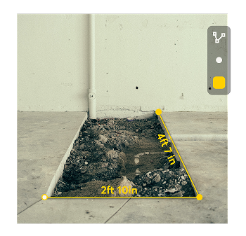 LiDAR mode view with measurements